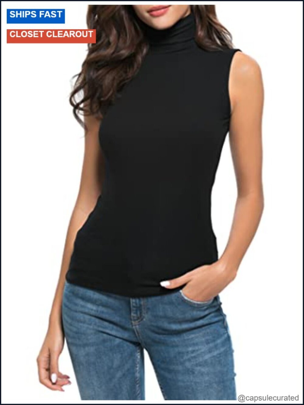 Slim Fit Sleeveless Mock Turtleneck Tank Top Stretchy Base Layer